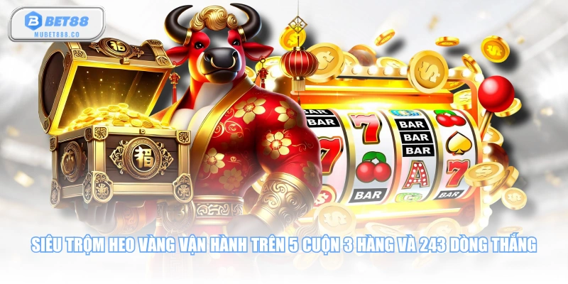 Siêu Trộm Heo Vàng vận hành trên 5 cuộn 3 hàng và 243 dòng thắng