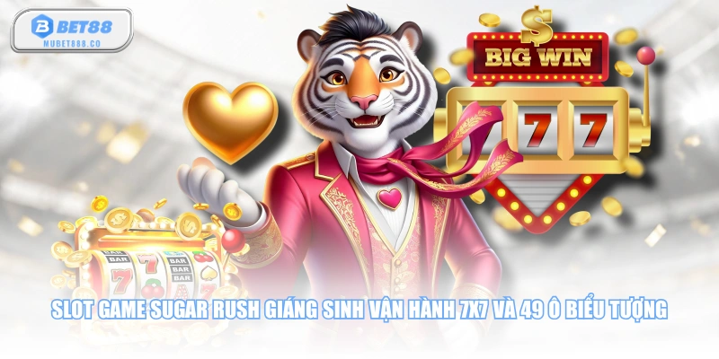 Slot game Sugar Rush Giáng Sinh vận hành 7x7 và 49 ô biểu tượng